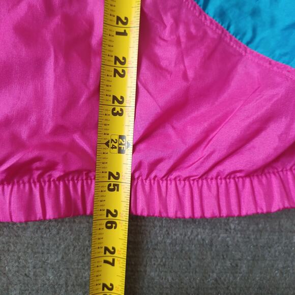 Vintage Adidas Windbraker‎ Jacket Womens Medium Hot Pink Shiny Front Zip 80's - Picture 5 of 8